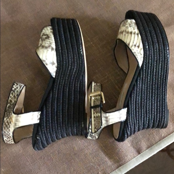 Brian Atwood Embossed Leather Platform Sandals. - Picture 5 of 5